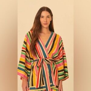 FARM Rio Bright & Bold Striped Kimono Sz Large